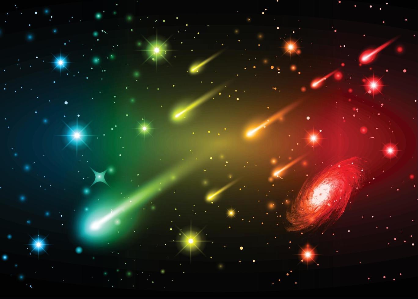 estrellas de un planeta y una galaxia en un espacio libre. meteoro, meteorito. Fondo de galaxia. vía Láctea vector