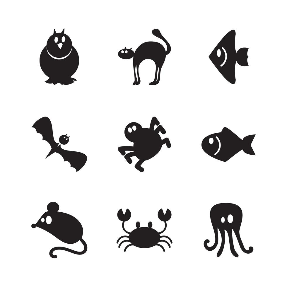 conjunto de iconos de animales vector