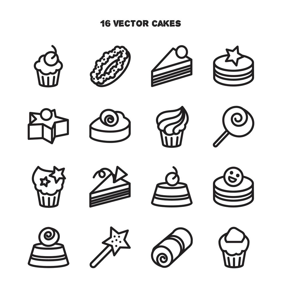 colección de iconos de panadería y pasteles. dulces, dulces vector