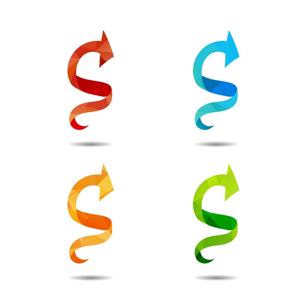 Isolated triangle polygonal arrows set vector