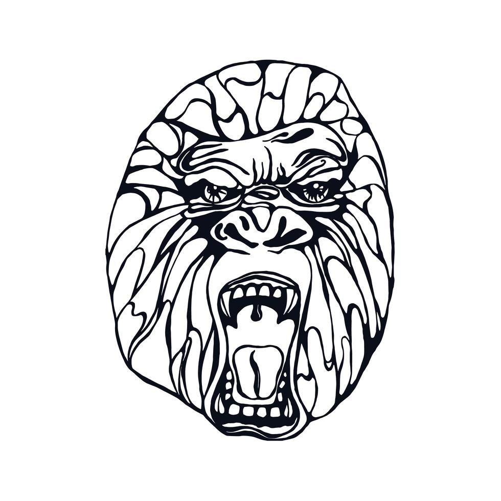 Growling gorilla tattoo vector