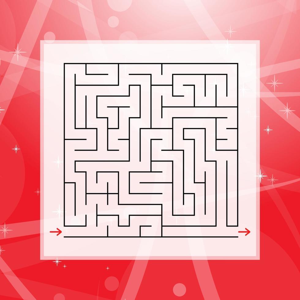 A square labyrinth. An interesting and useful game for children and adults. Simple flat vector illustration on a colorful abstract background.