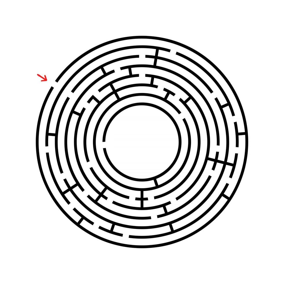 Round labyrinth. An interesting and useful game for children and adults. Simple flat vector illustration isolated on white background.