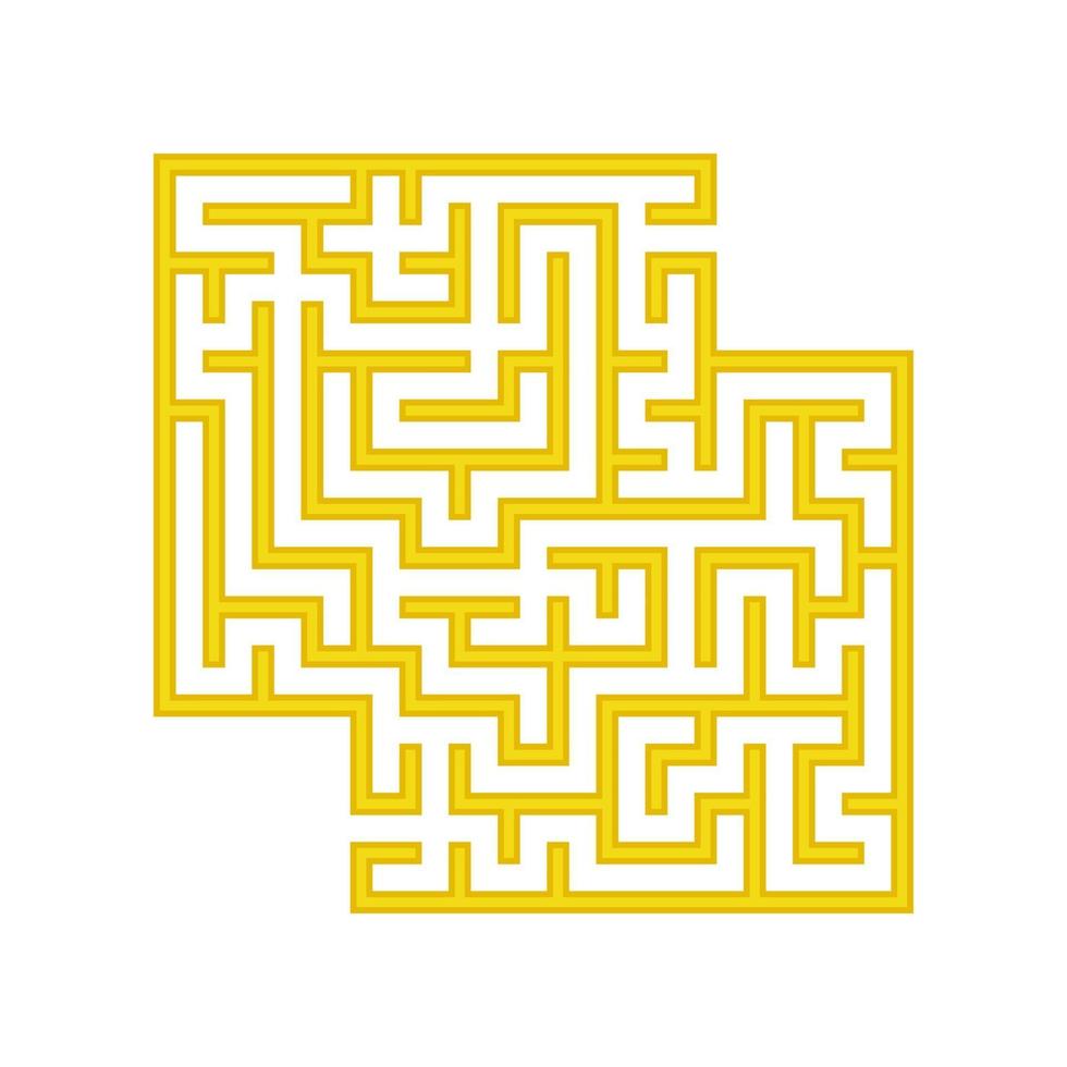 Yellow square labyrinth. A game for children. Simple flat vector illustration isolated on white background. With a place for your images.