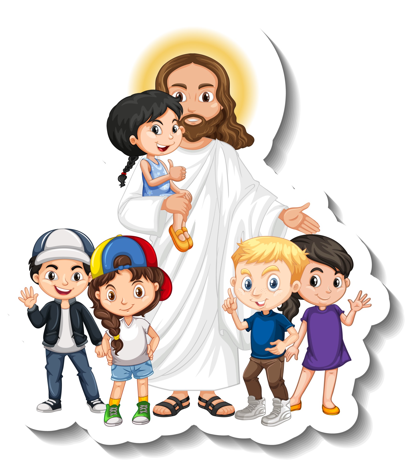 jesus christ with children clipart showing