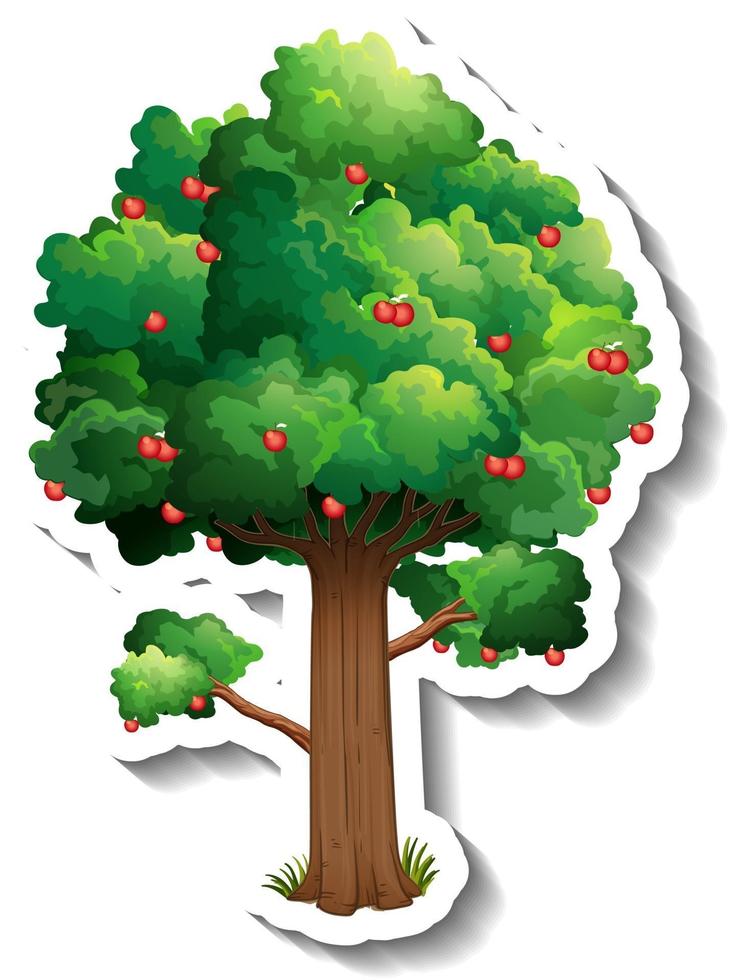 Apple tree sticker on white background vector