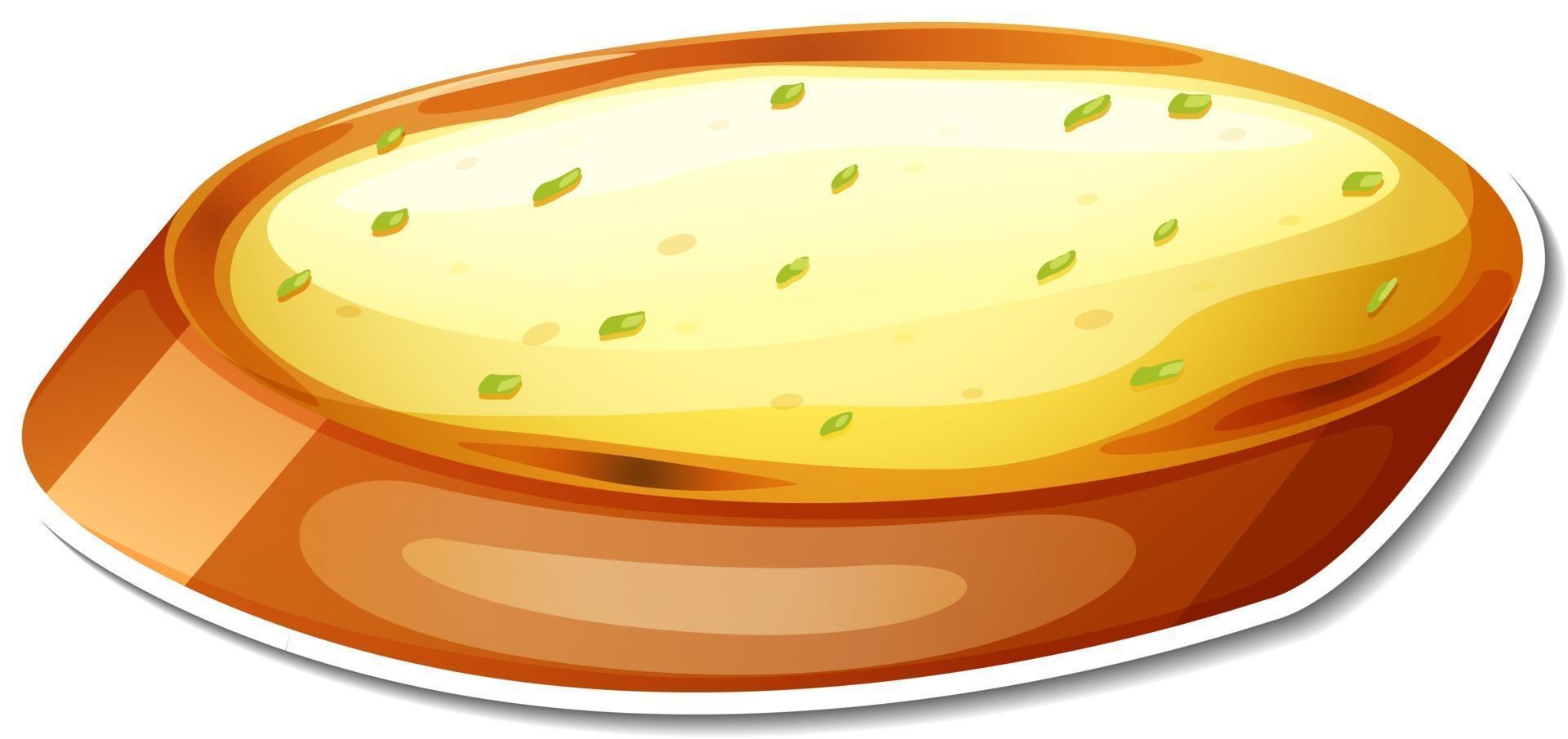 Garlic bread sticker on white background vector