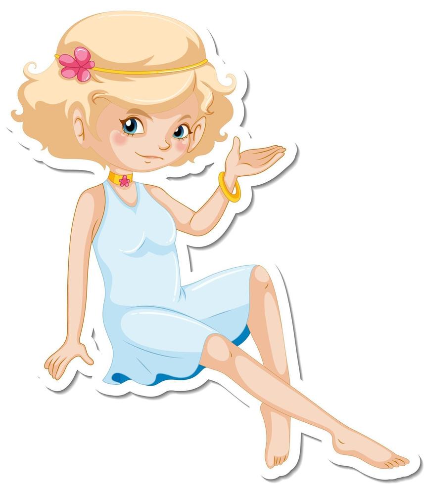 Cute fairy cartoon character sticker vector