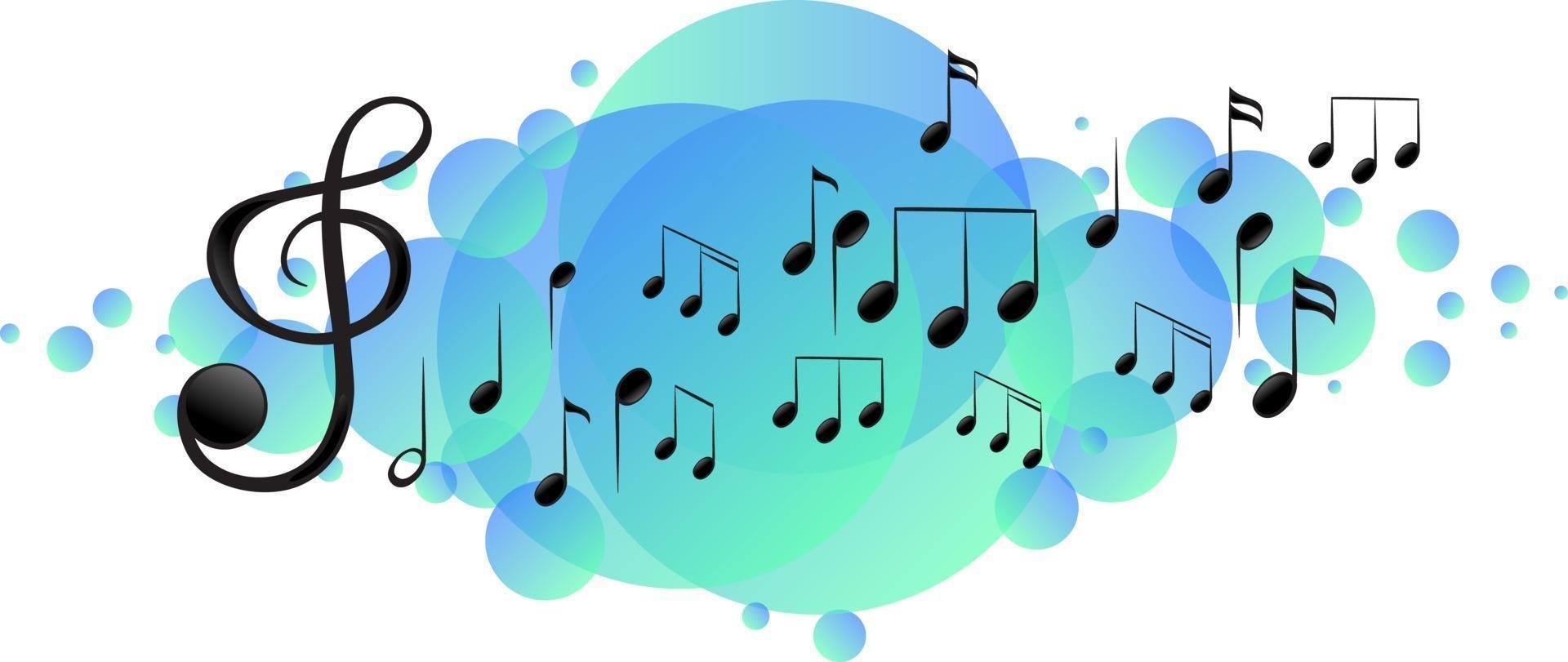 Musical melody symbols on bright blue splotch vector