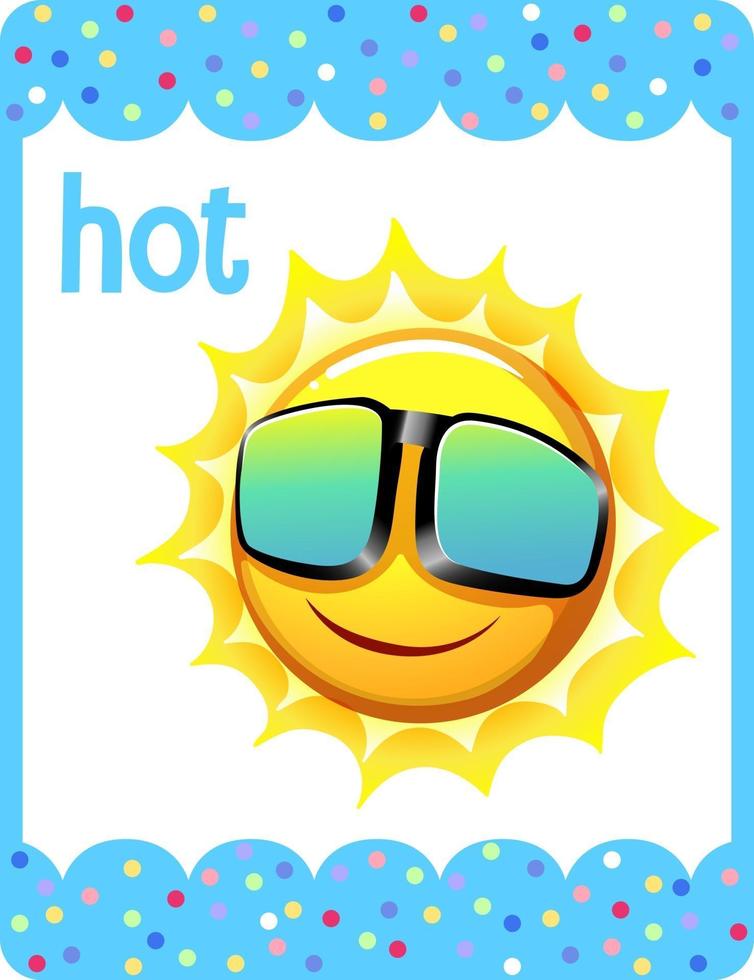 Vocabulary flashcard with word Hot vector