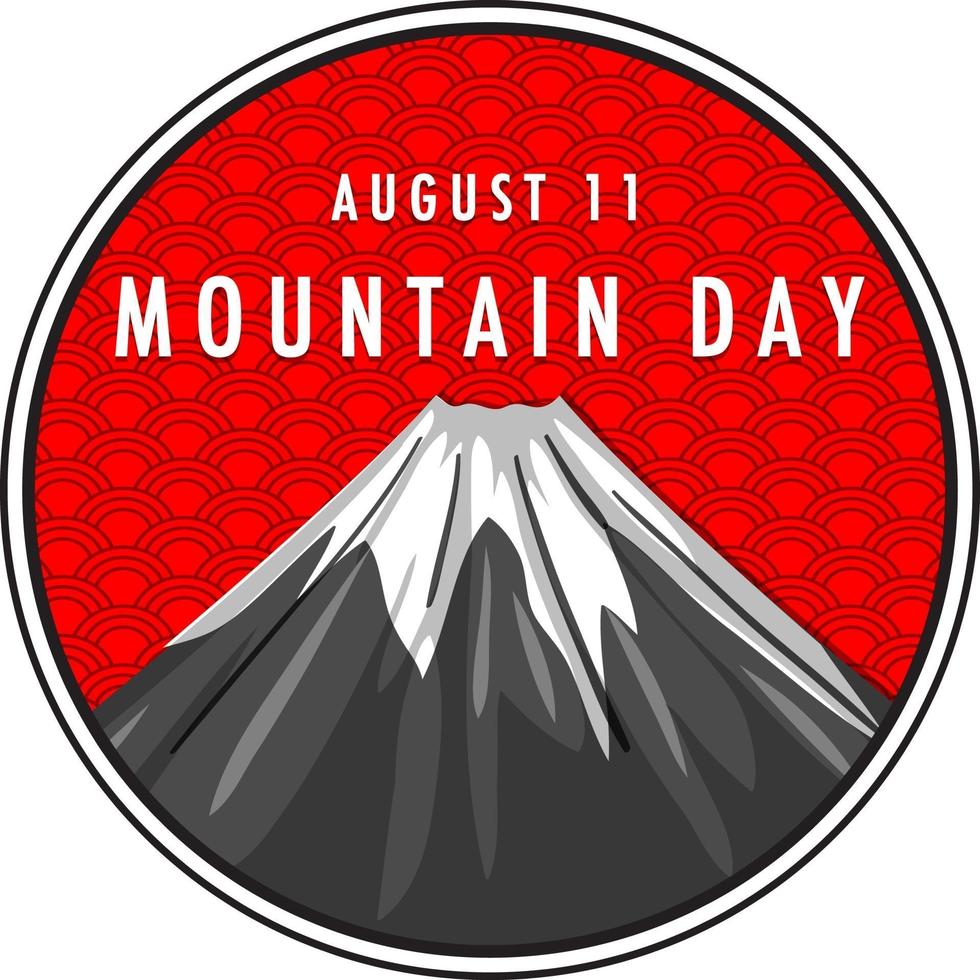 Banner del día de la montaña con el monte fuji sobre fondo rojo. vector