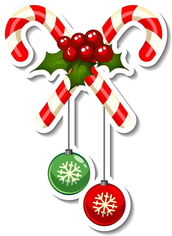 Sticker template with Cross Candy Cane isolated vector