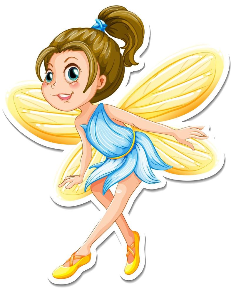 Beautiful fairy cartoon character sticker vector