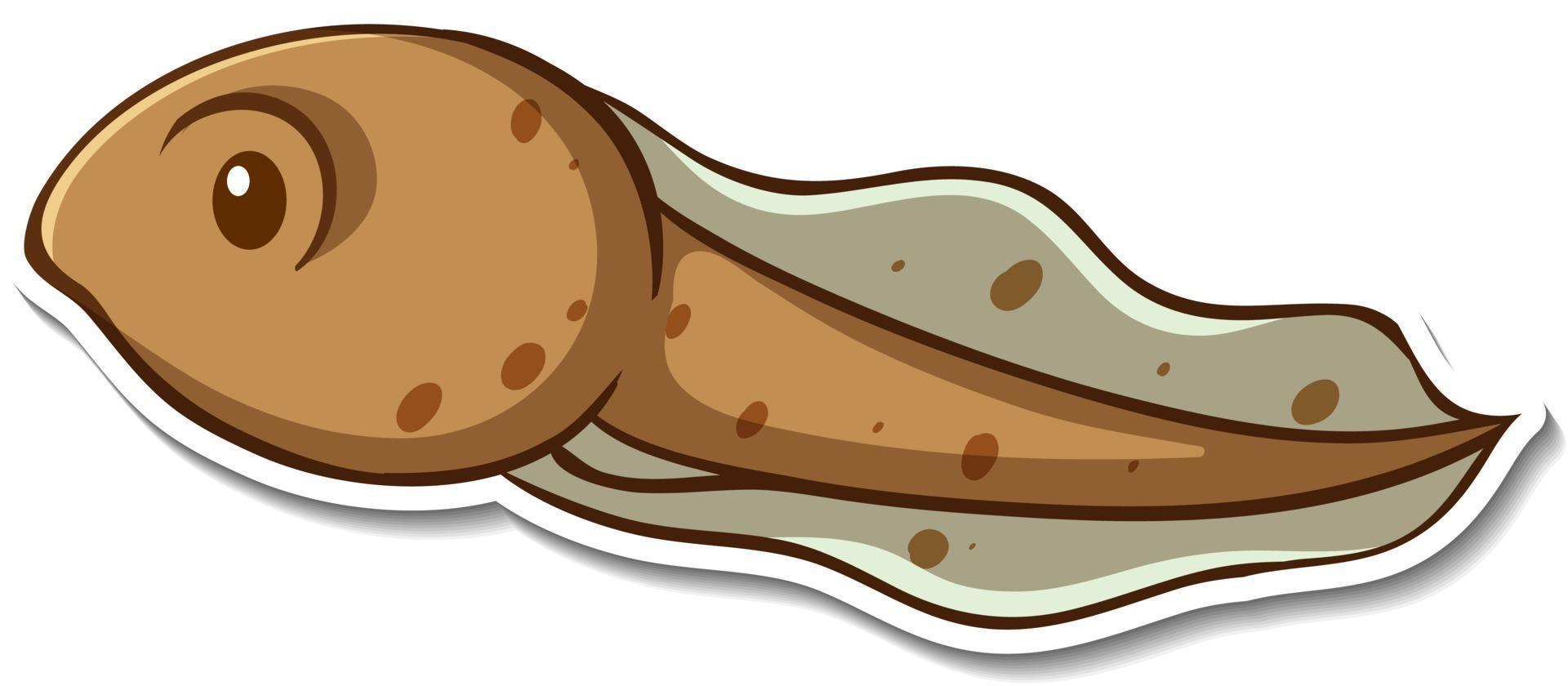Sticker design with a tadpole isolated vector
