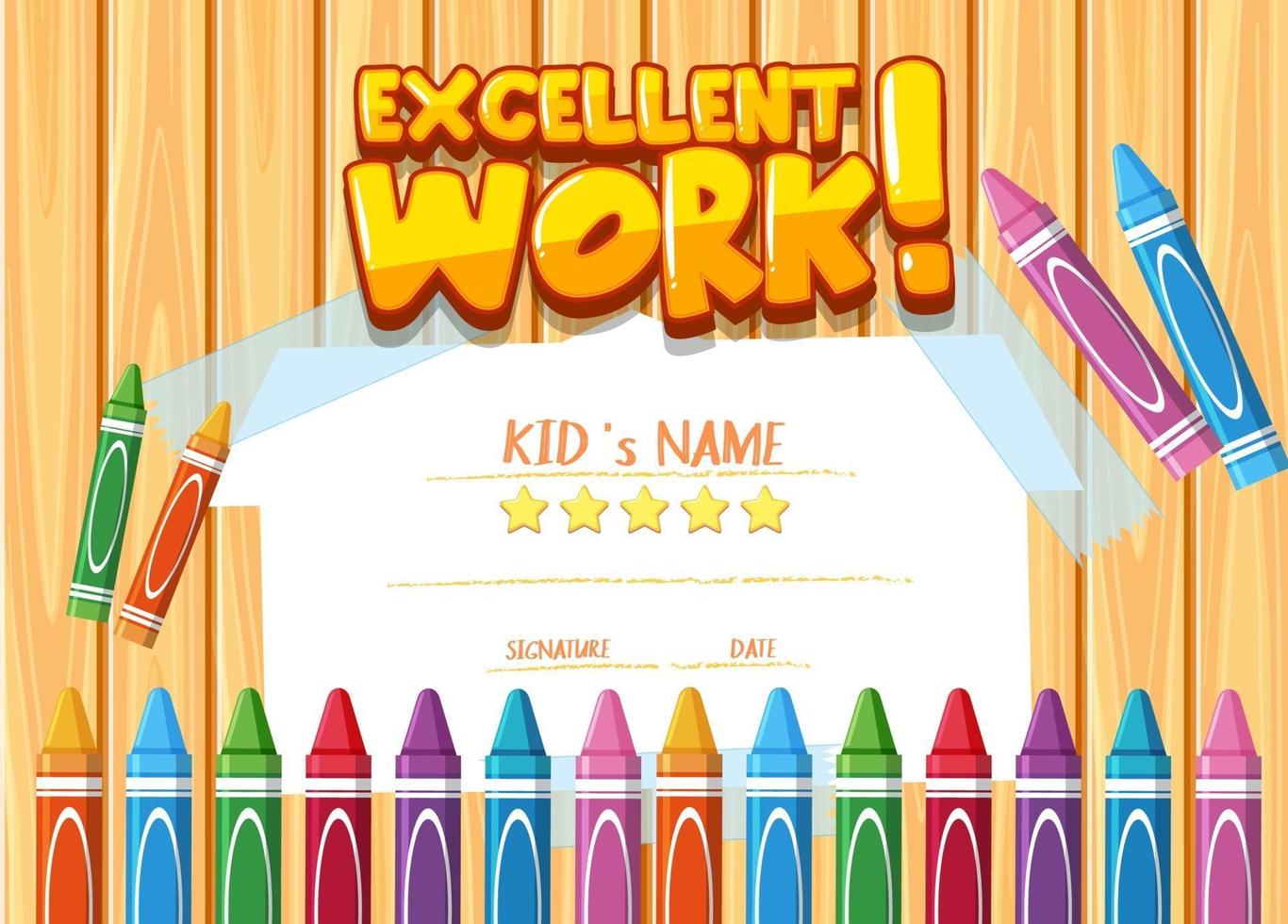 Cute motivational cartoon certificate for children vector