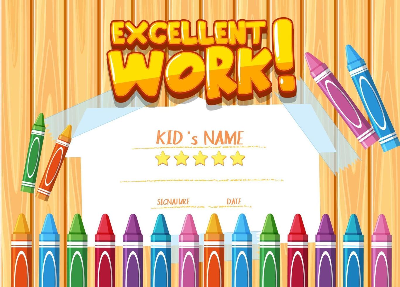 lindo certificado de dibujos animados motivacionales para niños vector