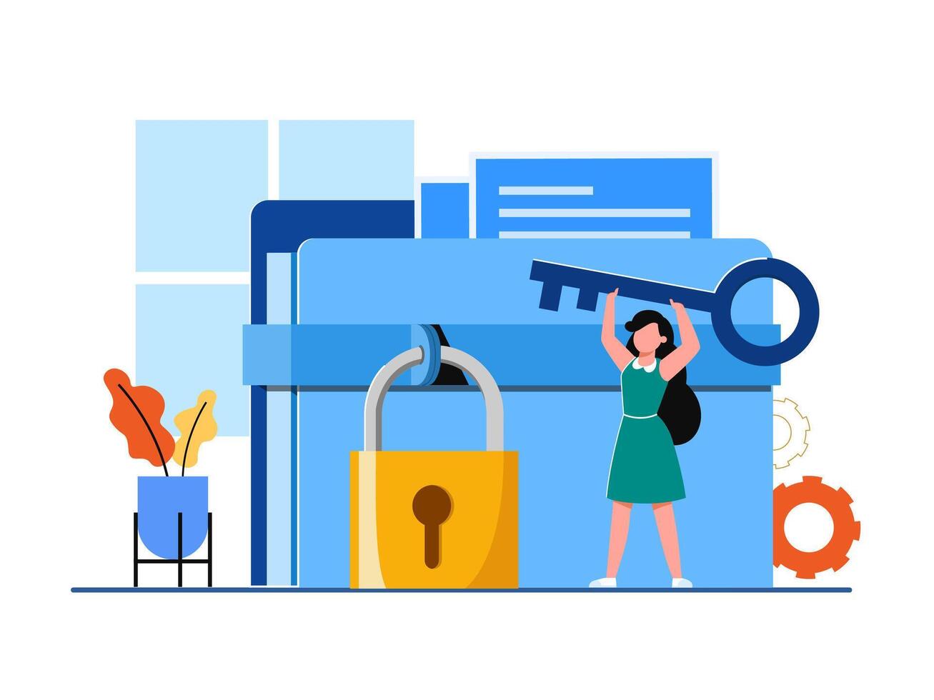 personal data security and cyber data security online concept illustration vector