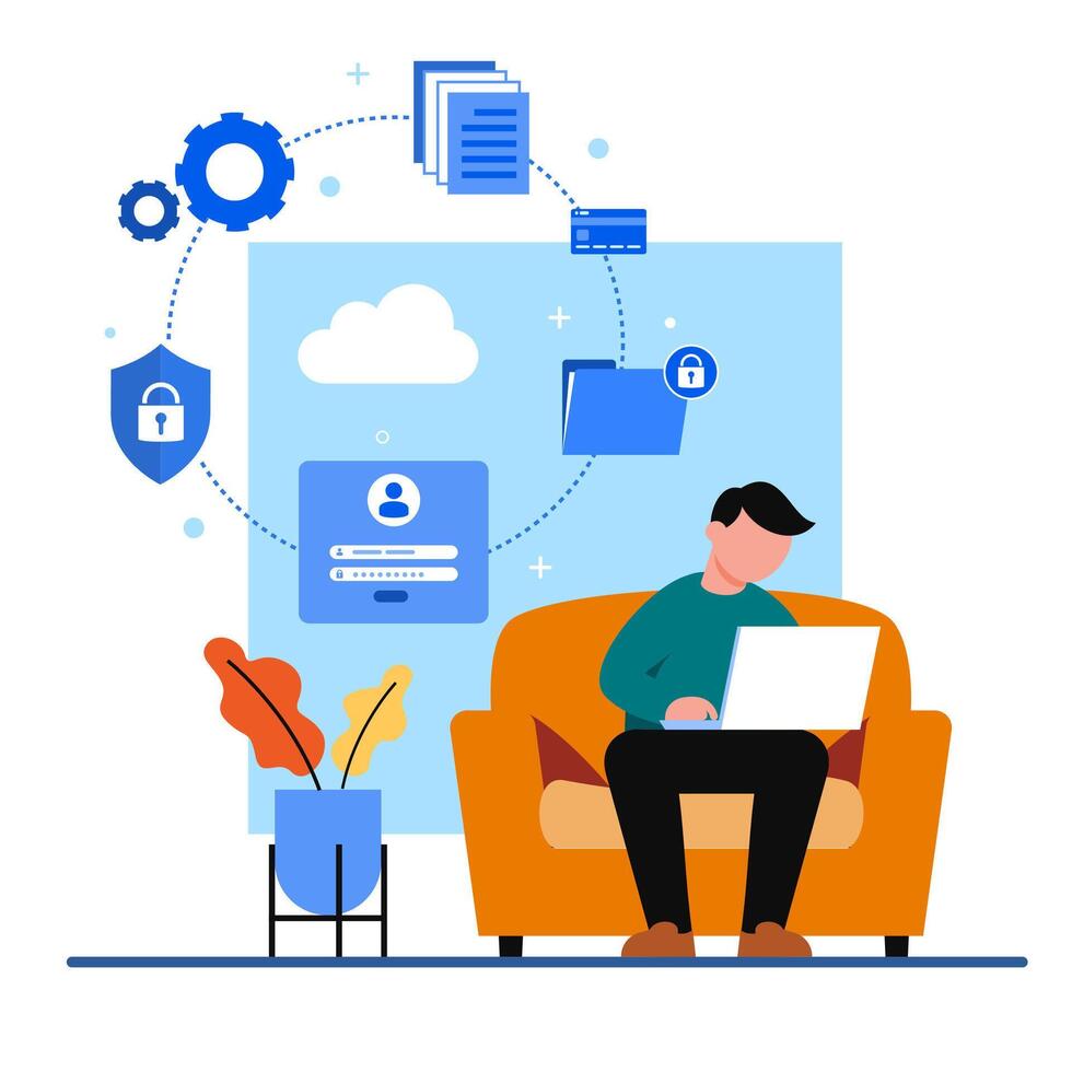 personal data security and cyber data security online concept illustration vector