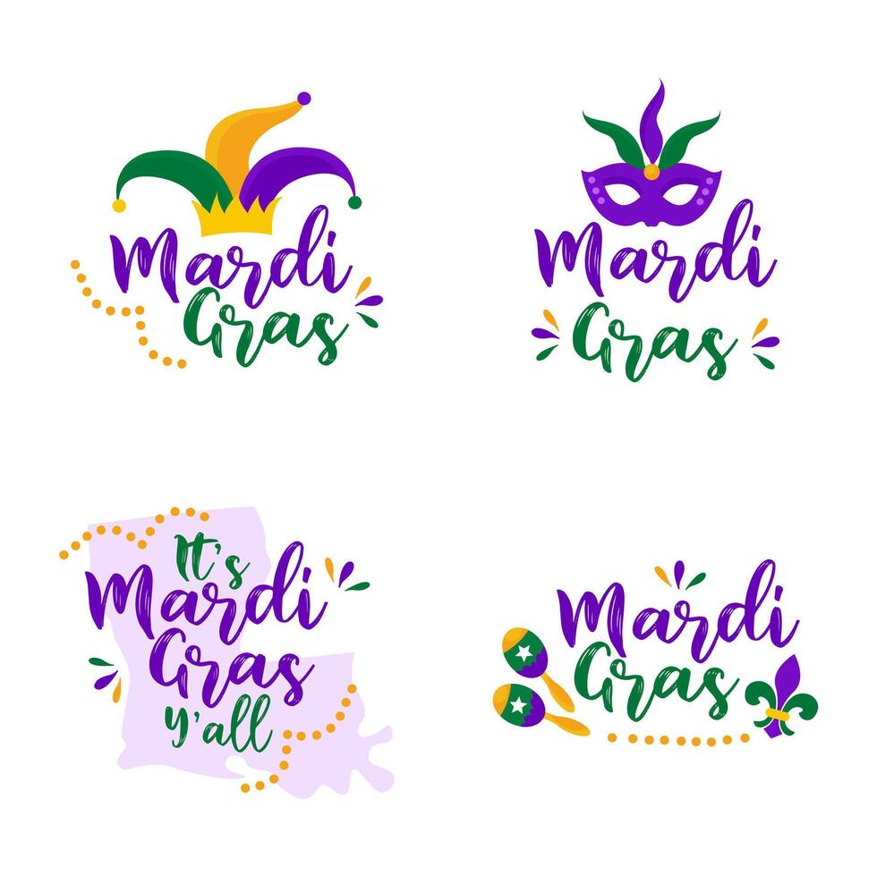 colección de elementos de diseño de patrones de vector transparente de mardi gras