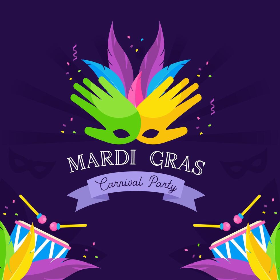 Happy Mardi Gras Carnival Festive vector design element