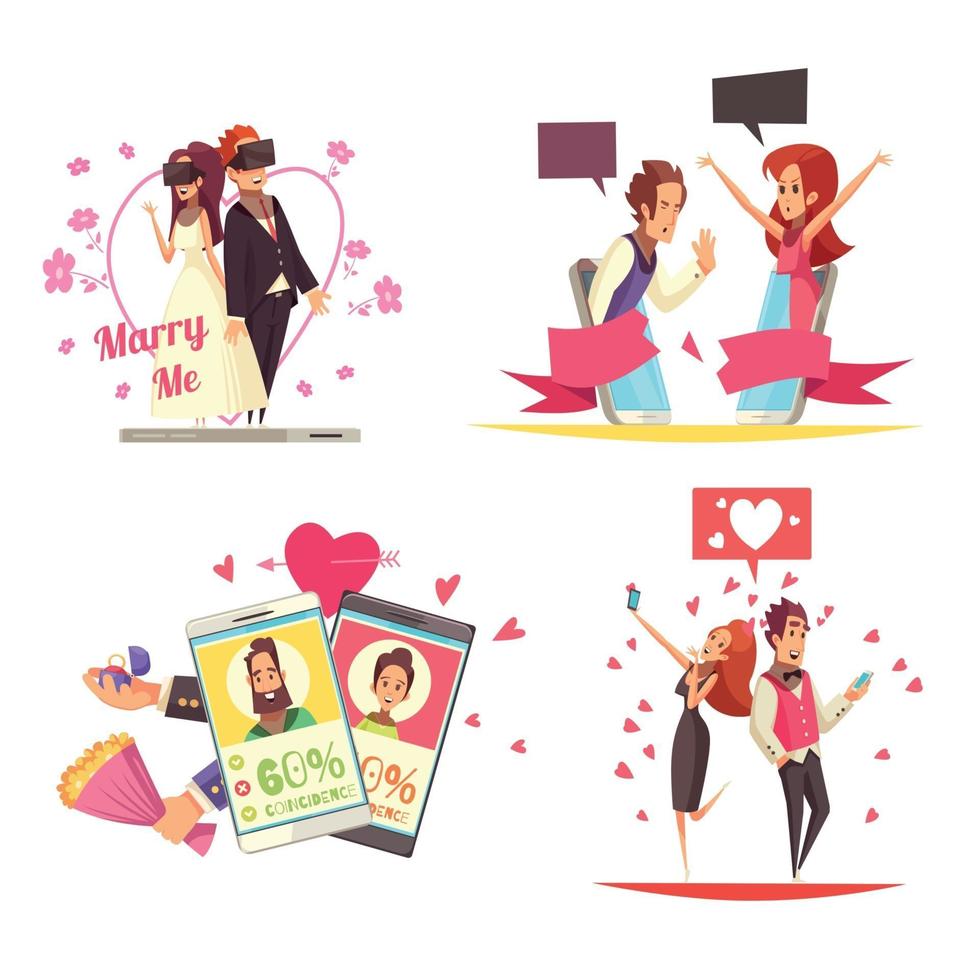 Virtual Love Design Concept Vector Illustration