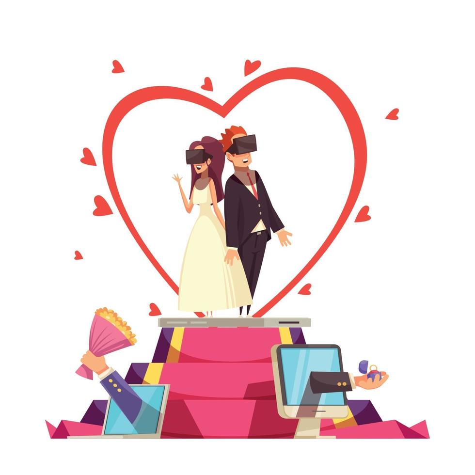 Online Love Wedding Composition Vector Illustration