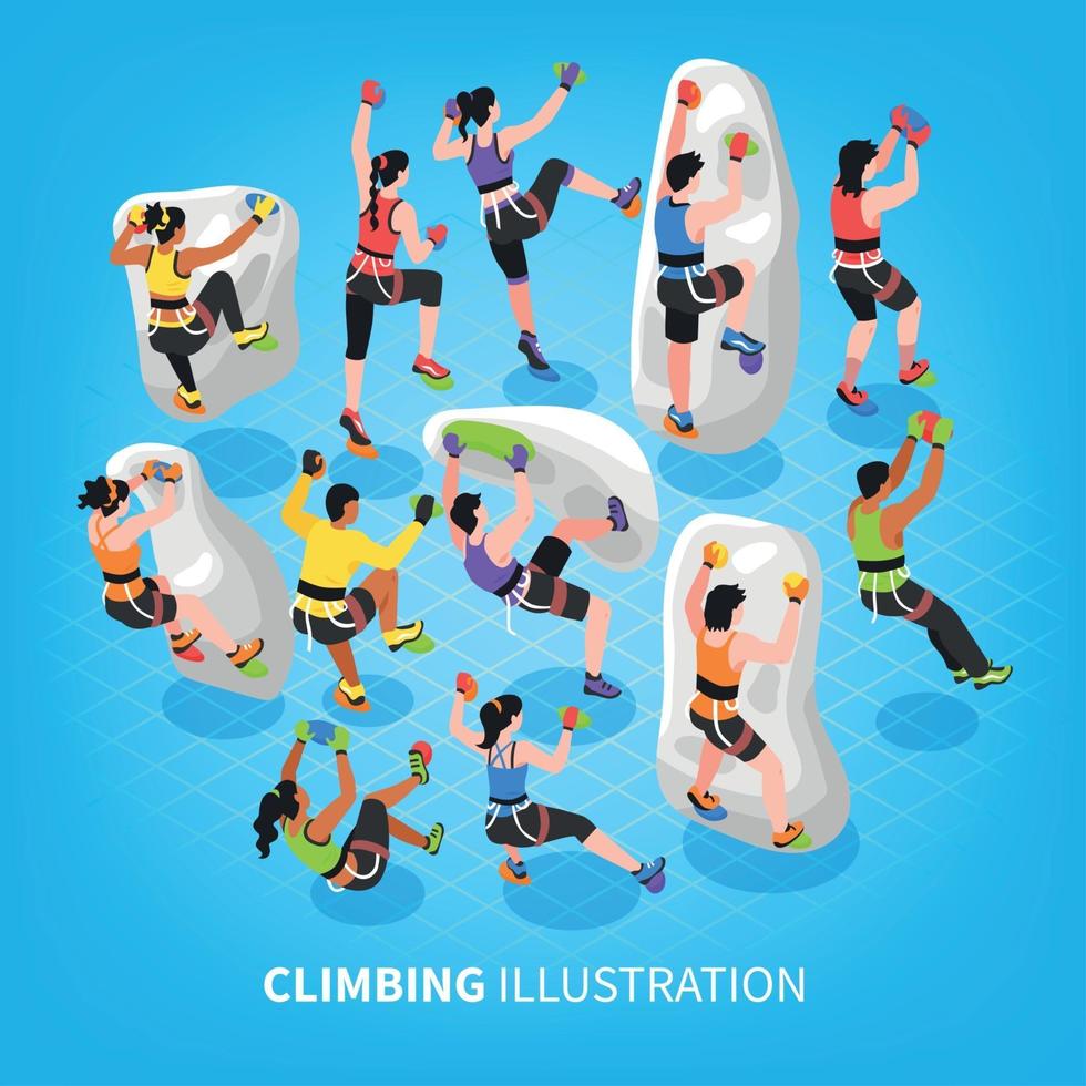 Isometric Climbing Sports Background Vector Illustration