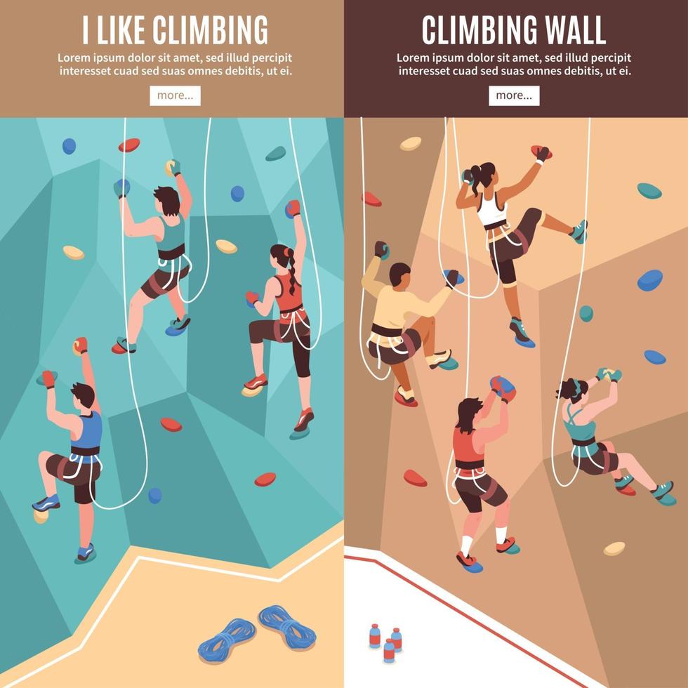 escalada vertical banners set vector illustration