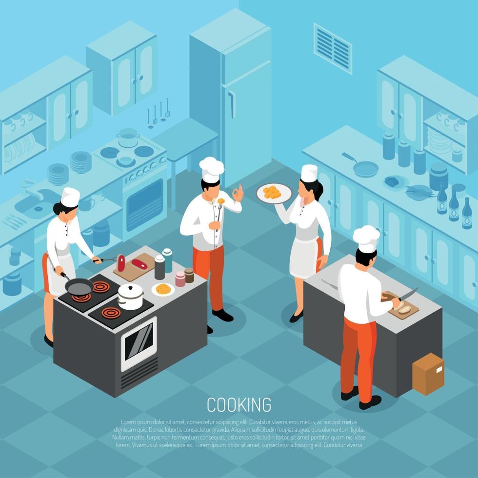 Cook Duties Isometric Composition Vector Illustration