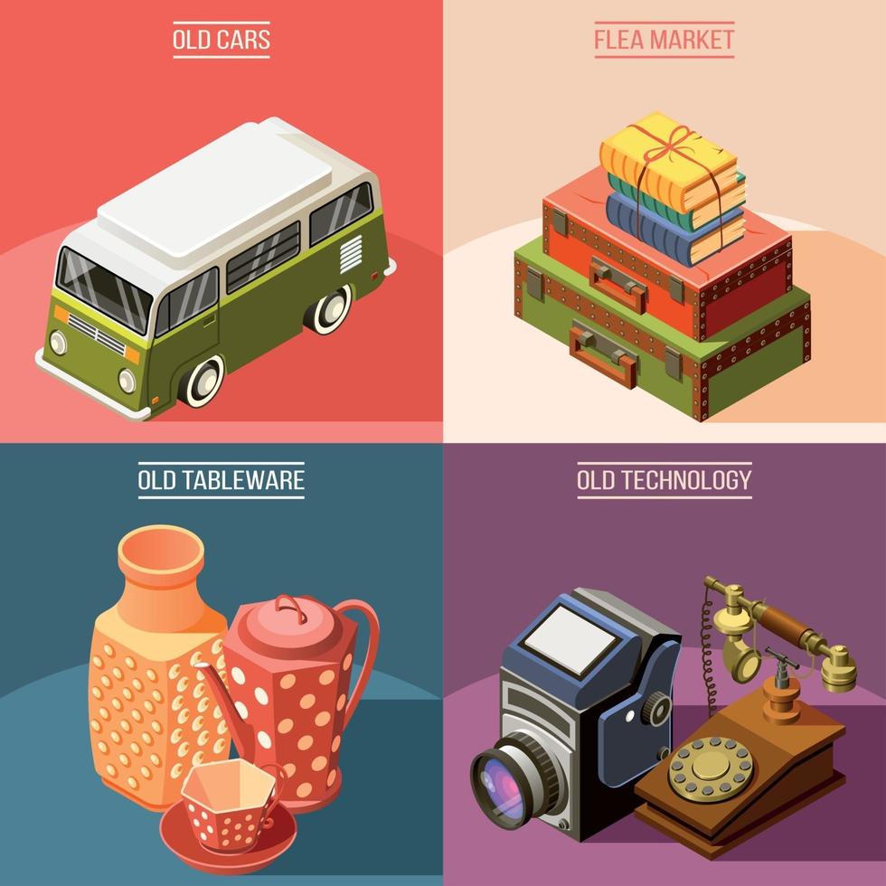 Flea Market 2x2 Design Concept Vector Illustration