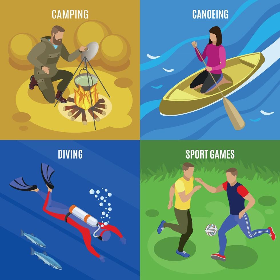 Outdoor Activities Concept Icons Set Vector Illustration