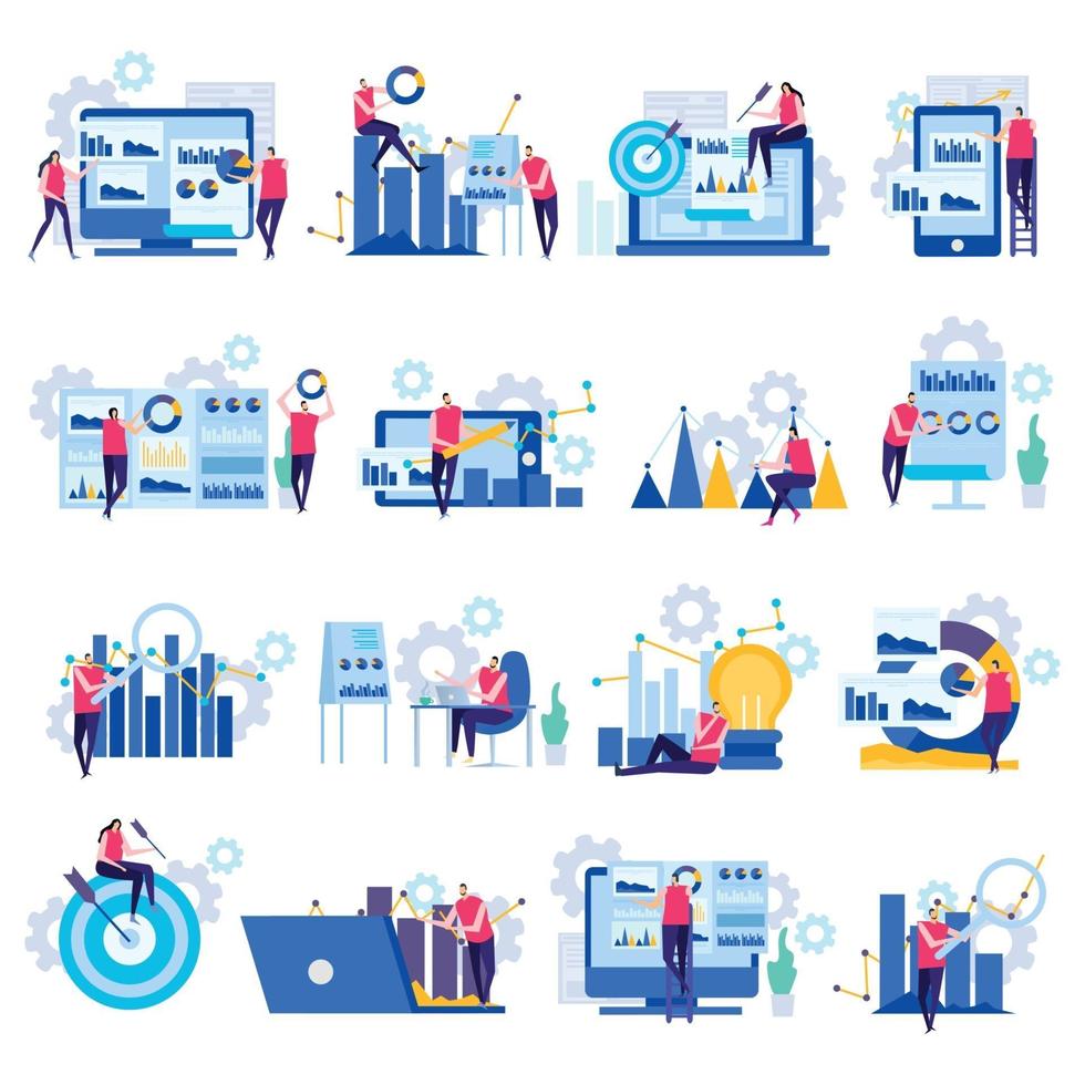 Business Analytics Flat Icons Vector Illustration