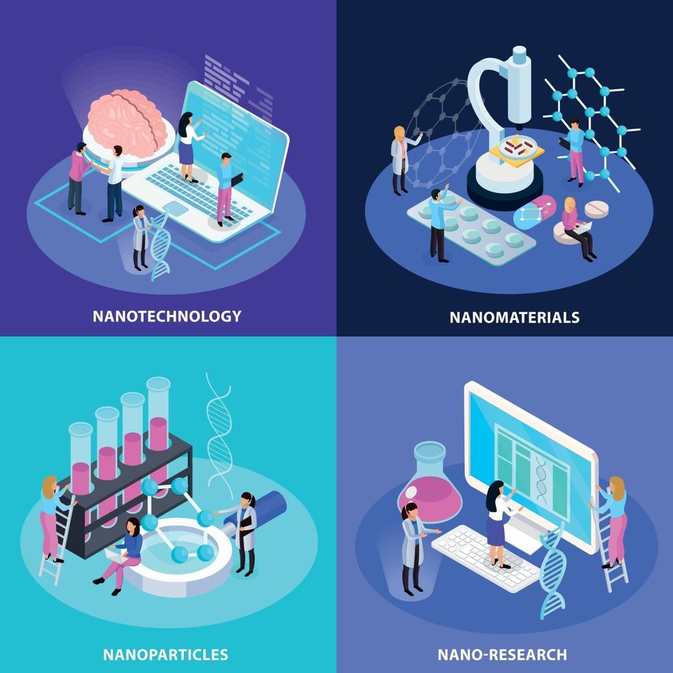 Nano Technology Isometric Design Concept Vector Illustration