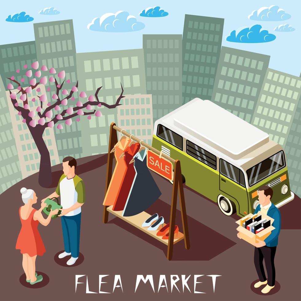 Flea Market Composition Vector Illustration