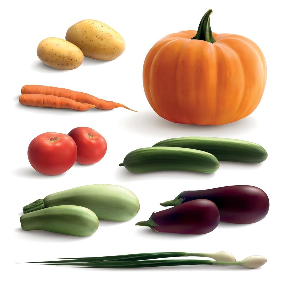 Vegetables Realistic Set Vector Illustration