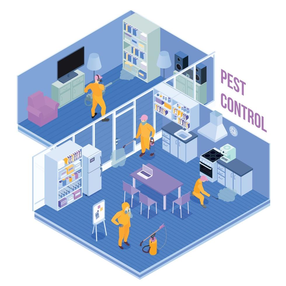 Ilustración de vector de ilustración isométrica de servicio de control de plagas