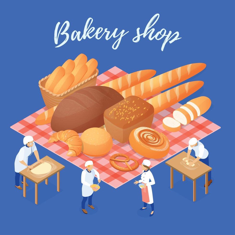 Bakery Shop Isometric Illustration Vector Illustration