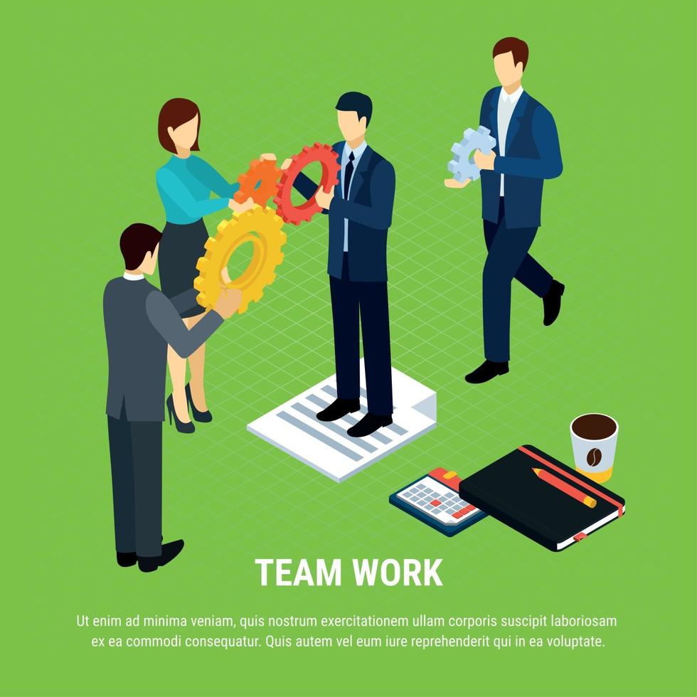Business Teamwork Isometric Background Vector Illustration