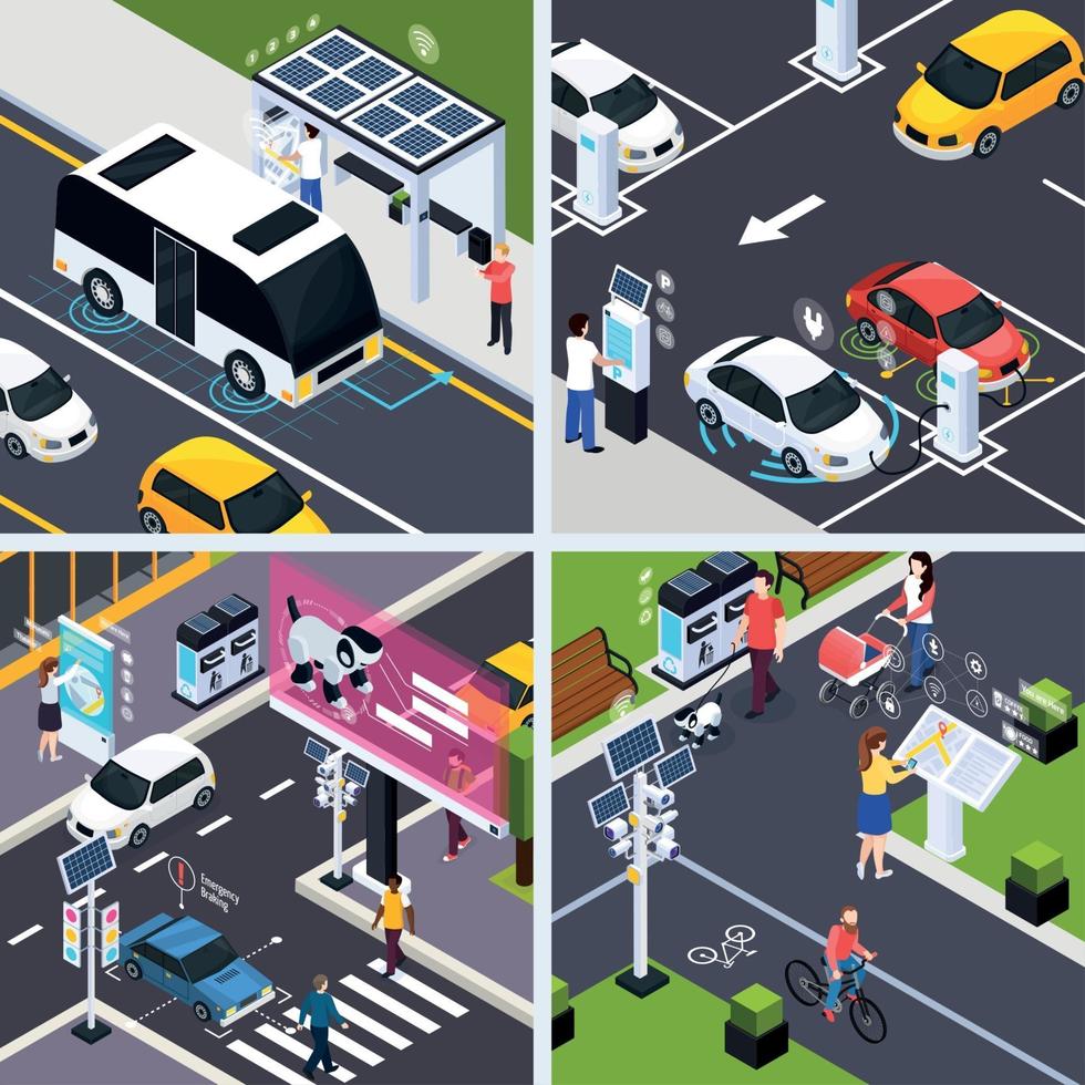 Smart City Concept Icons Set Vector Illustration