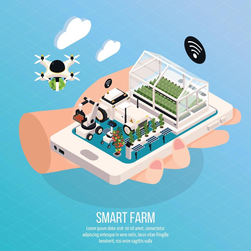 Smart Farm Composition Vector Illustration