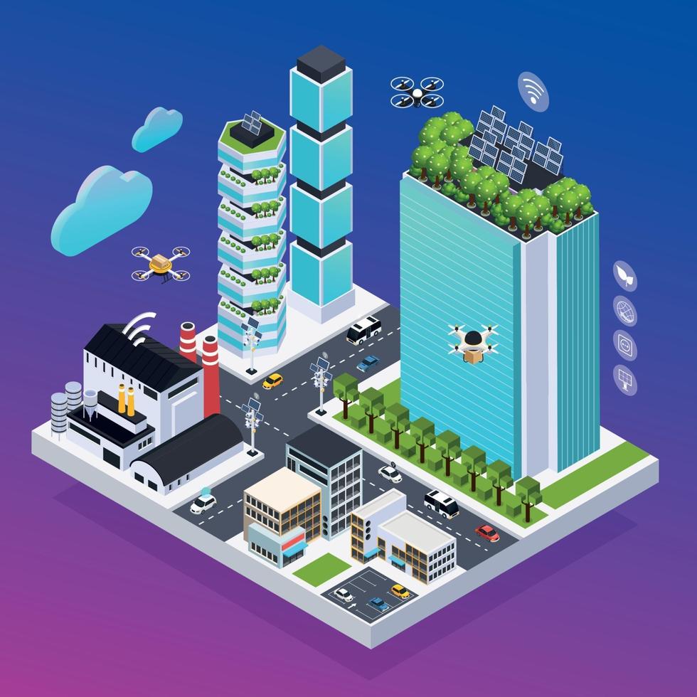 Smart City Composition Vector Illustration