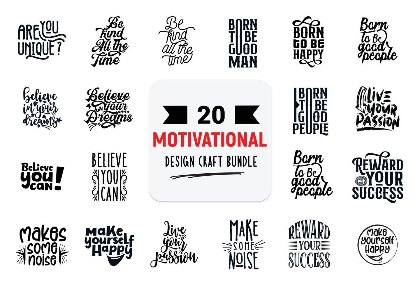 Craft design bundle with motivational lettering quotes. vector