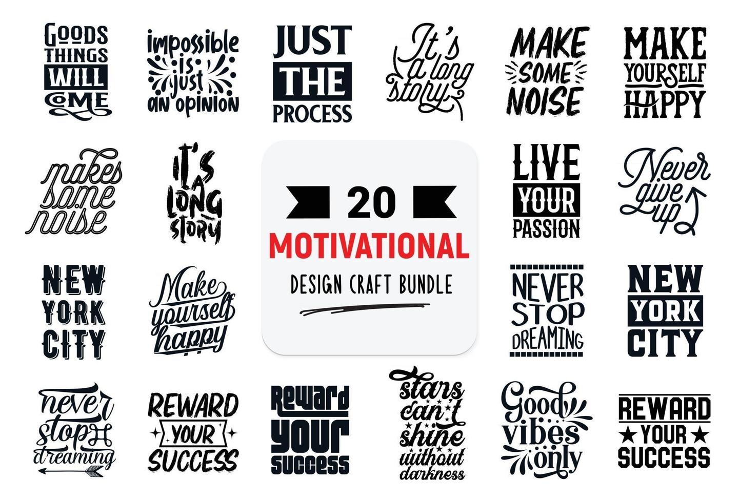 Craft design bundle with motivational lettering quotes. vector