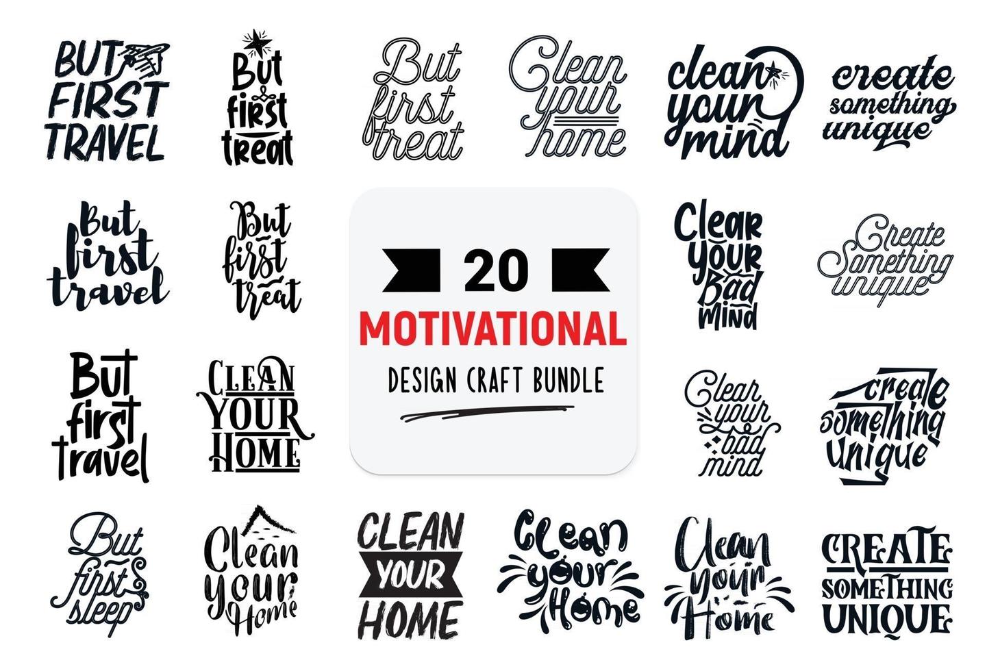 Craft design bundle with motivational lettering quotes. vector