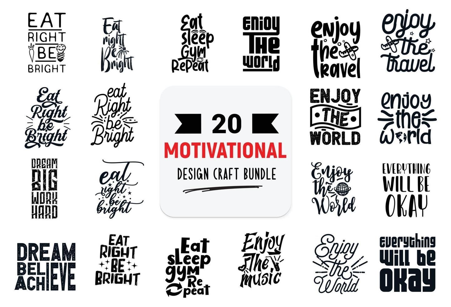 Craft design bundle with motivational lettering quotes. vector