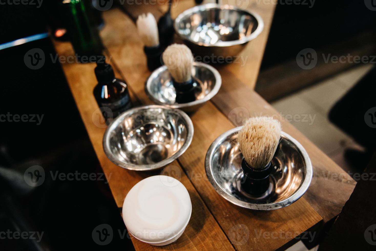 the tools of a Barber on the desktop photo