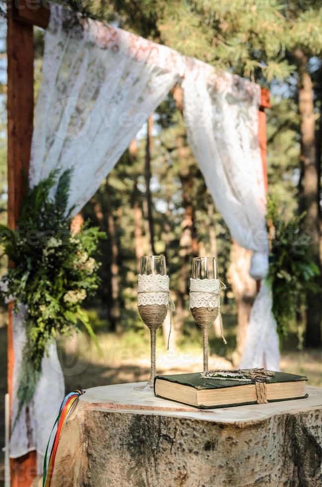 wedding ceremony in the woods photo