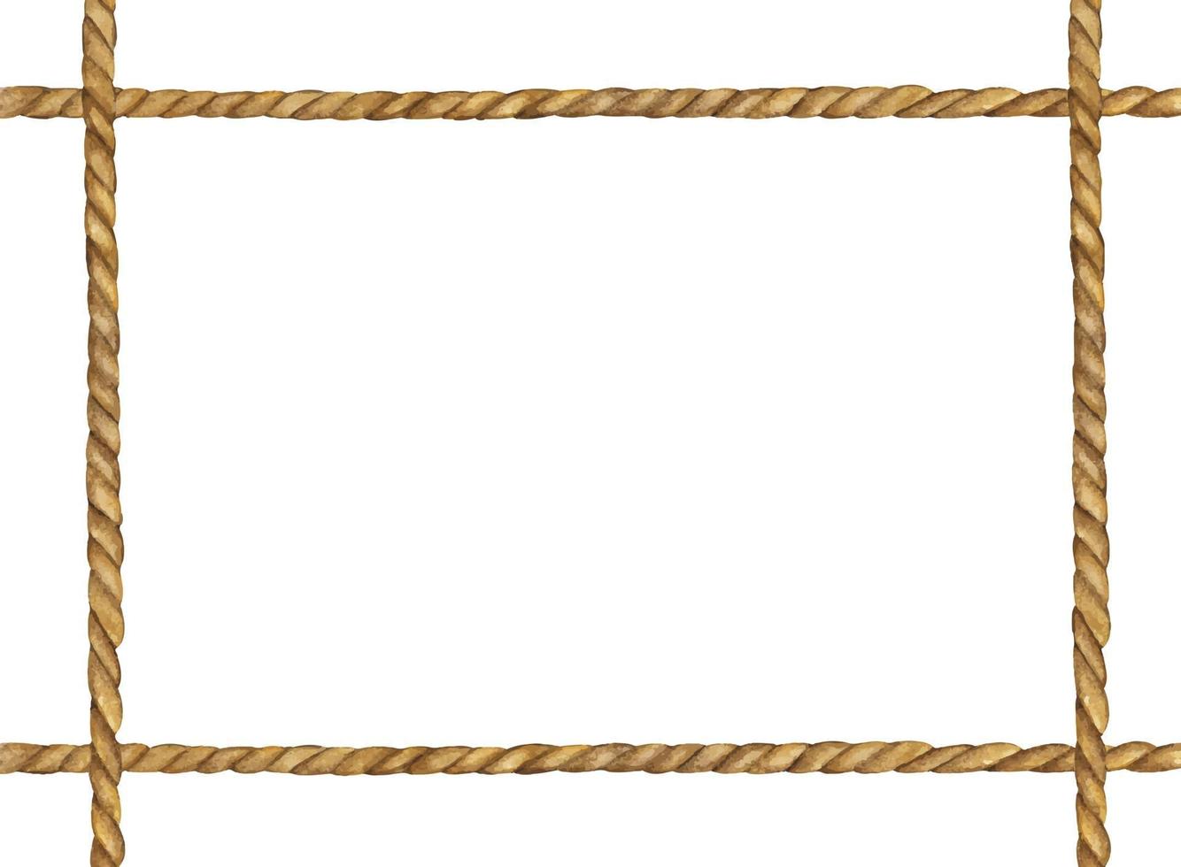 Watercolor painting of Brown Rope frame. vector