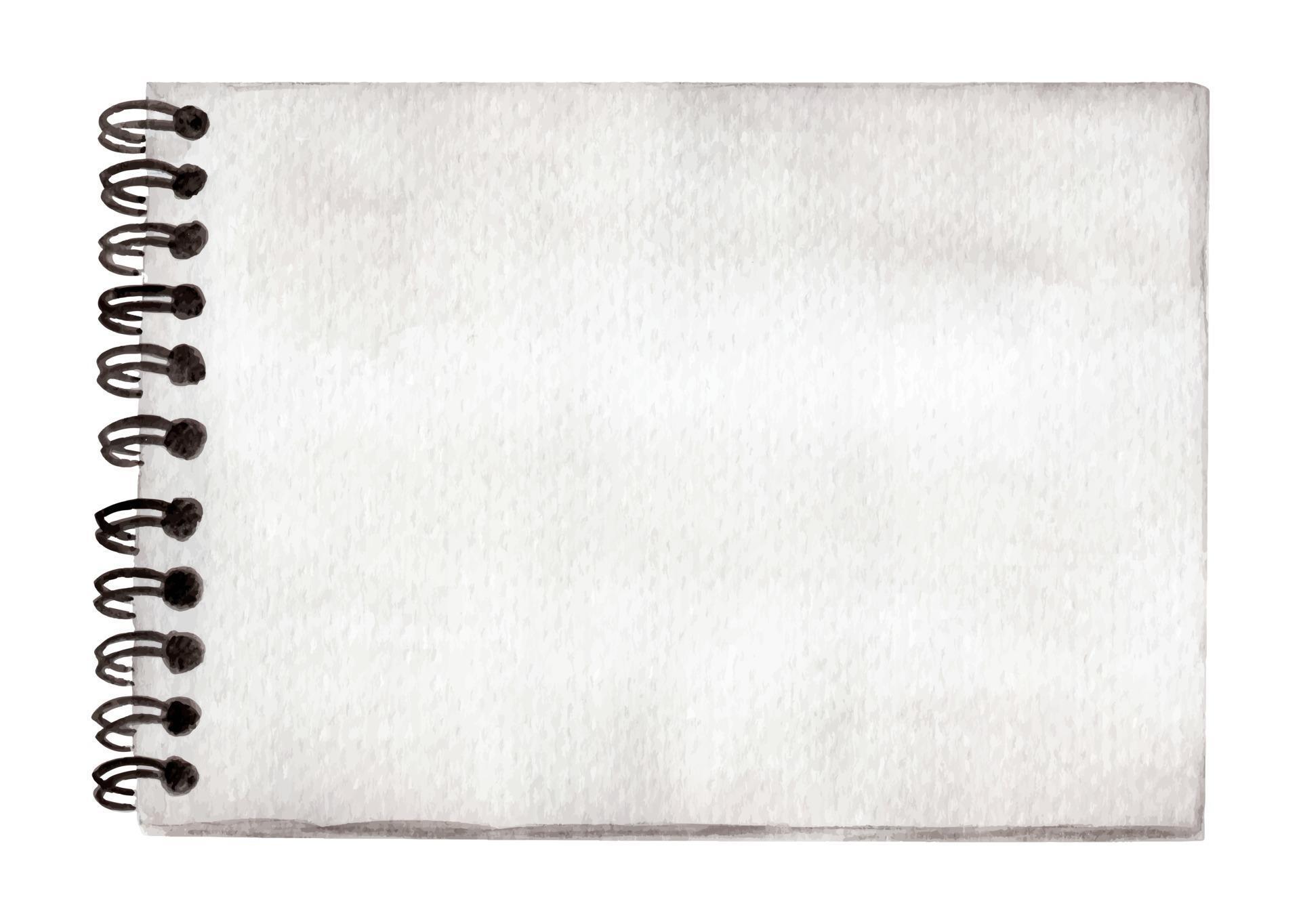 Blank notepad or notebook vintage style watercolor illustration