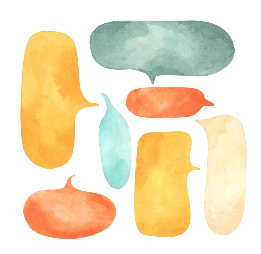 Set of speech bubbles. Watercolor illustration. vector